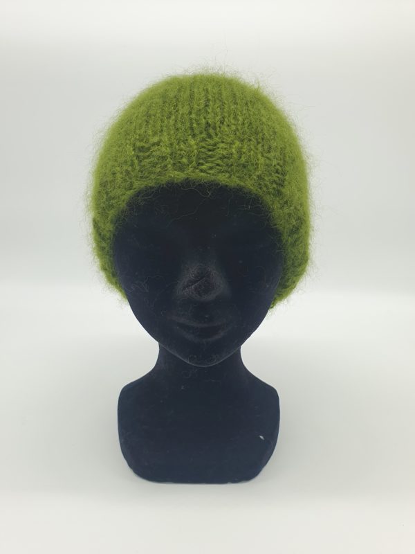 Bonnet douceur mohair vert mousse