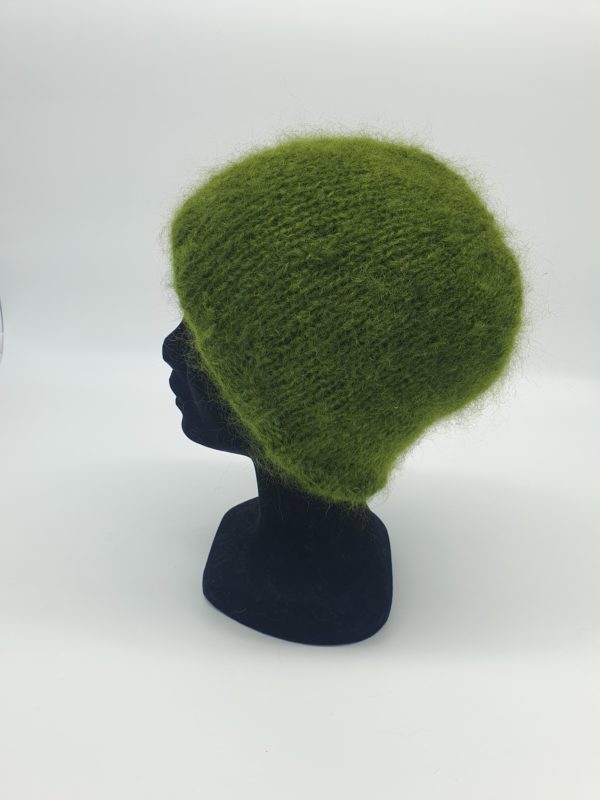Bonnet douceur mohair vert mousse