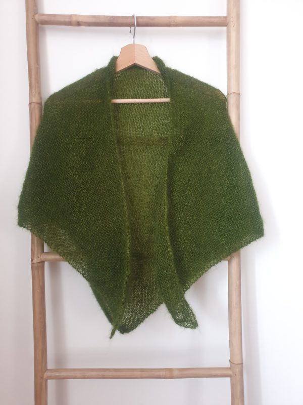 Châle mohair et soie vert mousse