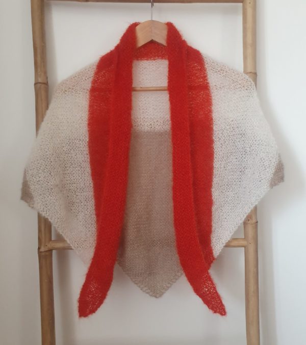 chale mohair et soie potiron ecru beige