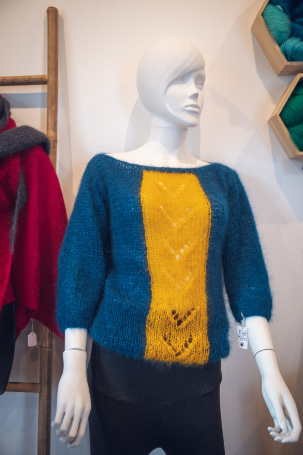 Pull mohair femme _fil plume en double