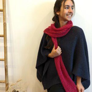 echarpe mohair et soie rose fushia framboise tricotée main