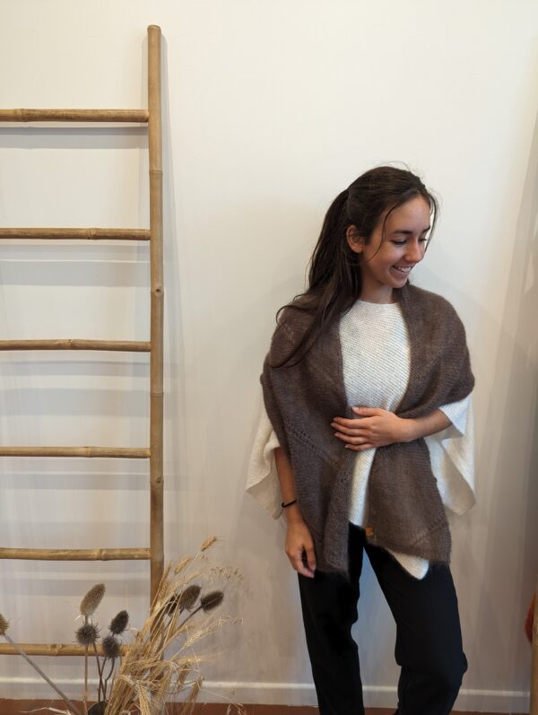 Etole mohair et soie marron cheveche tricotée main