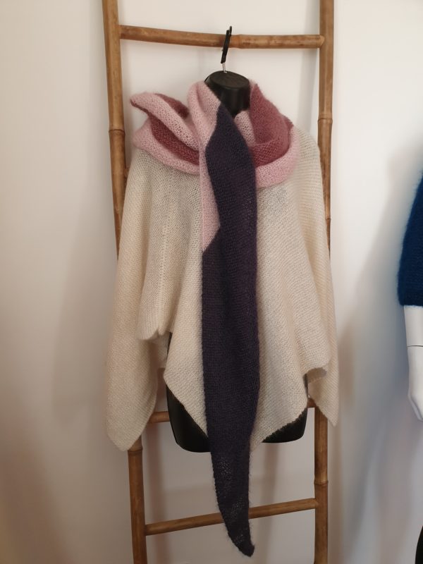 Châle indienne mohair et soie - tricoté main – Image 6