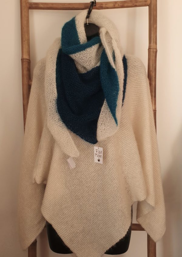 Châle plume mohair et soie - tricoté main – Image 7