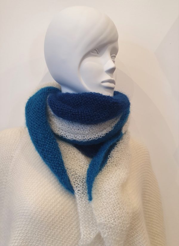 Châle plume mohair et soie - tricoté main – Image 2