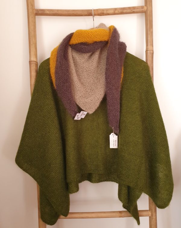 Châle plume mohair et soie - tricoté main – Image 19
