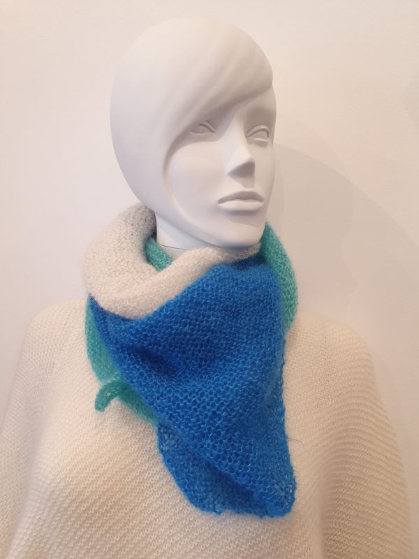 Châle plume mohair et soie - tricoté main – Image 8